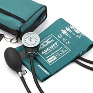 ADC - 768-11ATL Prosphyg 768 Pocket Aneroid Sphygmomanometer with Adcuff Nylon Blood Pressure Cuff, Adult, and Carrying Case, Teal