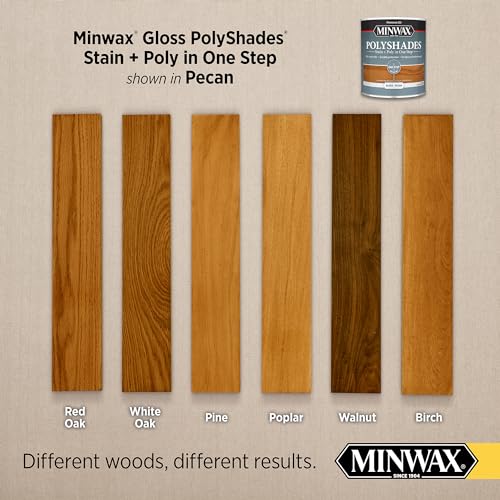 Minwax PolyShades Wood Stain + Polyurethane Finish – Quart, Pecan, Gloss