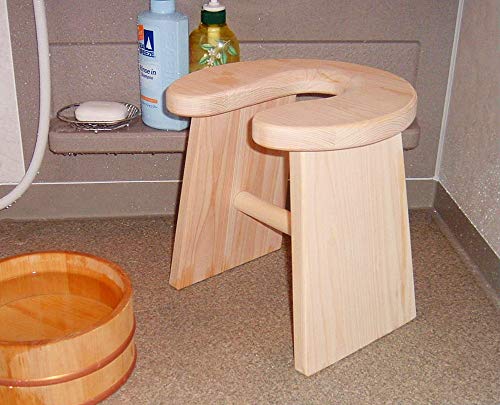 Kiso Craft Wooden Bath Chair, Healing Incense, Made in Japan, Cypress (Foot Height), Width 11.8 x Depth 10.4 x Height 11.8 inches (30 x 26.5 x 3