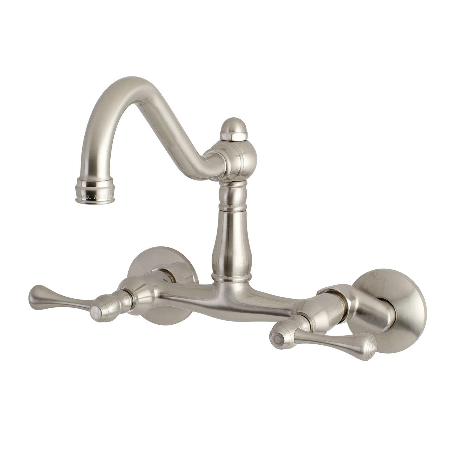 Kingston Brass KS3228BL Vintage Wall Mount Kitchen Faucet, 8-1/2-Inch, Brushed Nickel