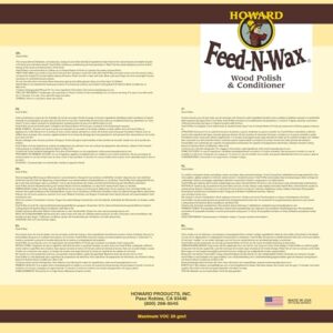 Howard Products Feed-N-Wax Wood Polish & Conditioner, 8 oz, Orange