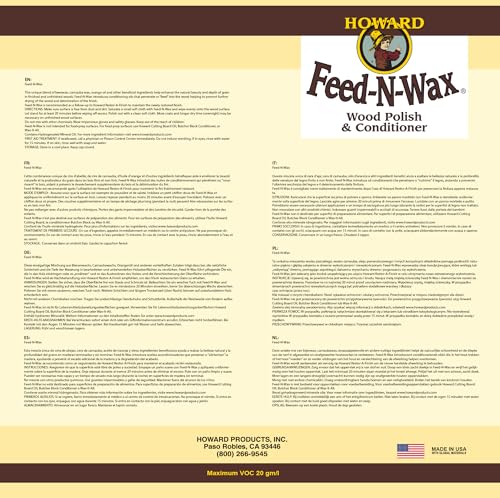 Howard Products Feed-N-Wax Wood Polish & Conditioner, 8 oz, Orange