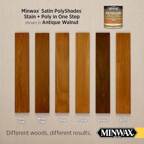 1 qt Minwax 61340 Antique Walnut PolyShades Wood Stain And Polyurethane, Satin