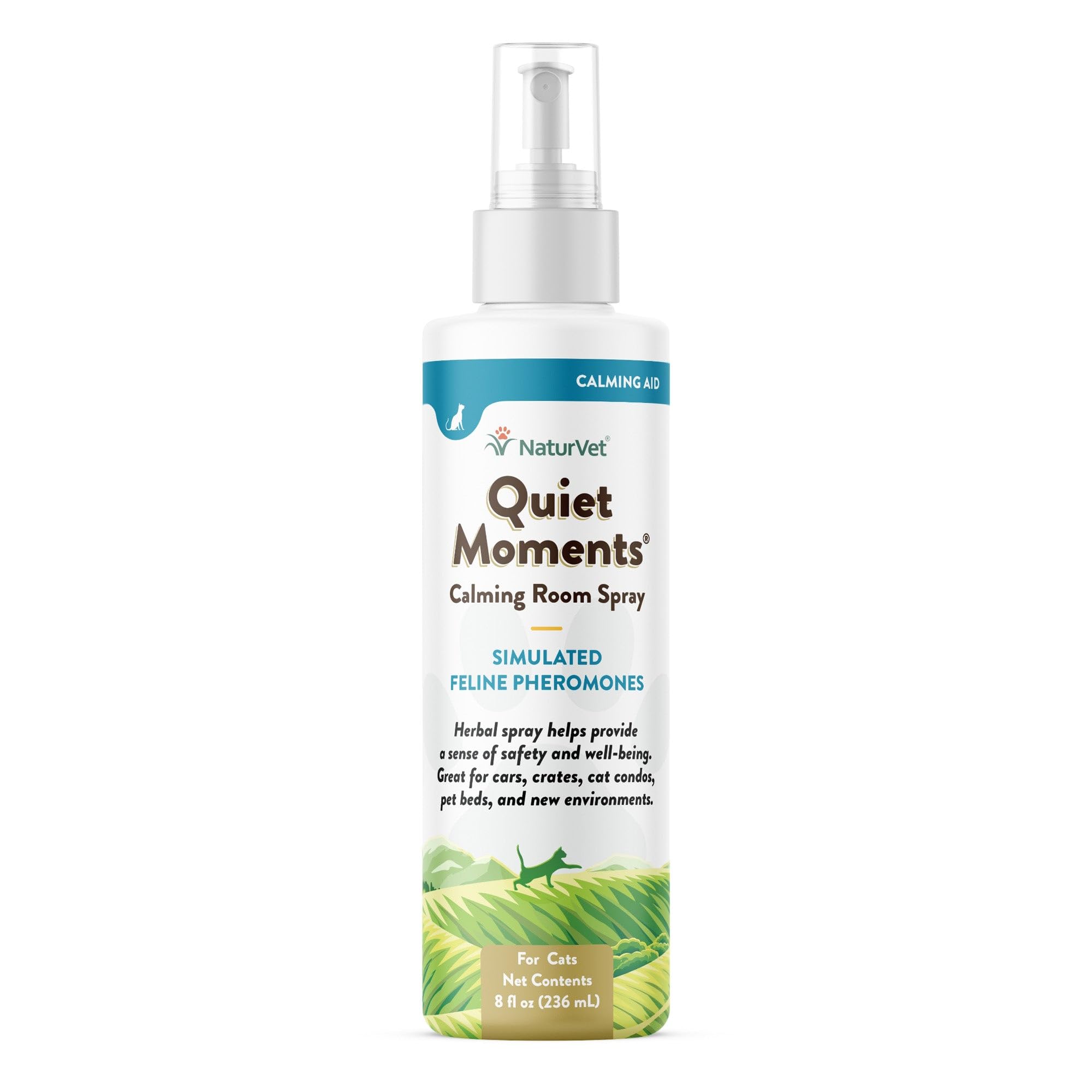 NaturVet Quiet Moments Herbal Calming Spray, 8 Ounce- Feline