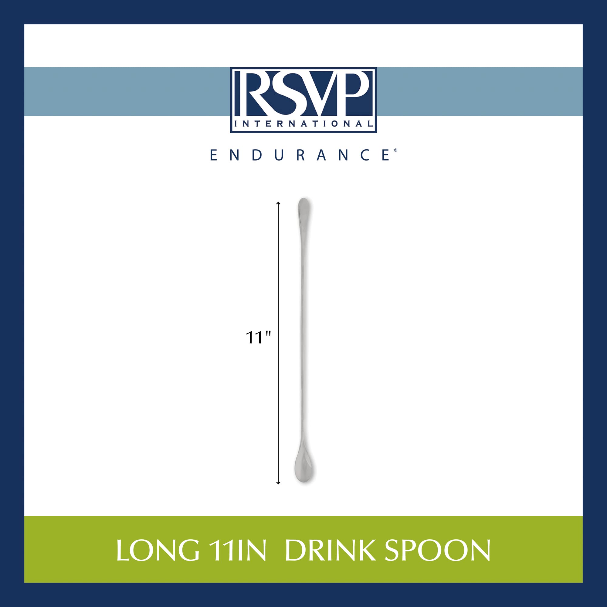 RSVP International Endurance Collection Barware/Coffee Spoon, Long, 11", Stainless Steel