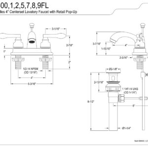 Kingston Brass KB5605FL Royale Centerset Bathroom Faucet with Brass Pop-Up Drain, Oil Rubbed Bronze