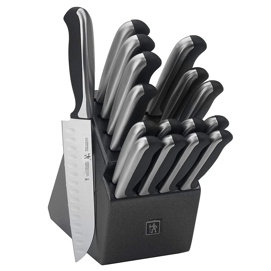 HENCKELS Everedge Plus Knife Block Set, 17 Piece, Black