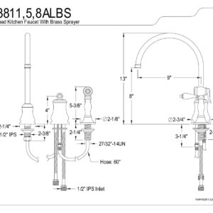 Kingston Brass KS3811ALBS Restoration Widespread Kitchen Faucet, 9-Inch, Polished Chrome