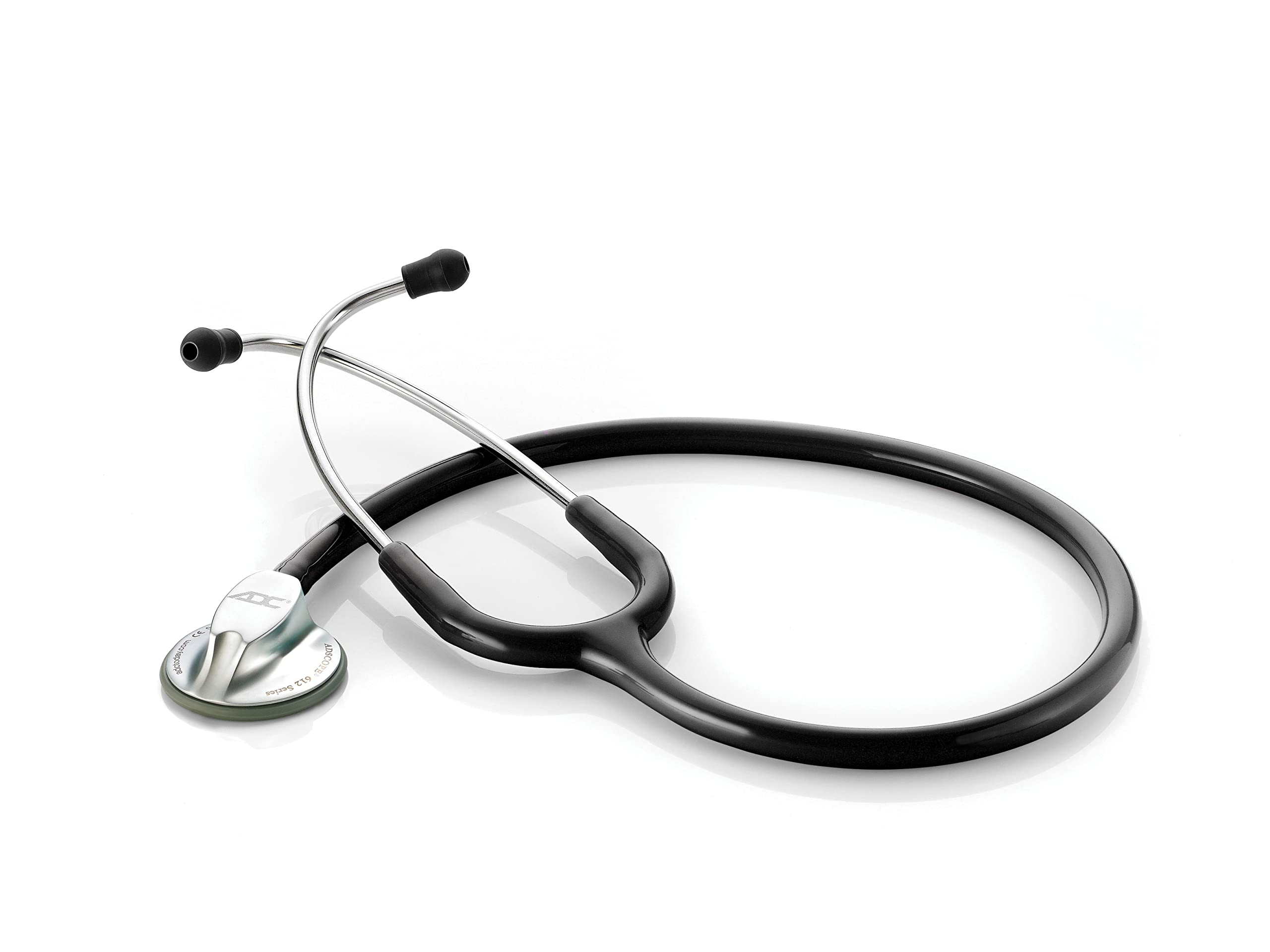 ADC 612BK Adscope Lite Model 612 Lightweight Platinum Clinician Stethoscope with Tunable AFD Technology, 30.5" Length, Black