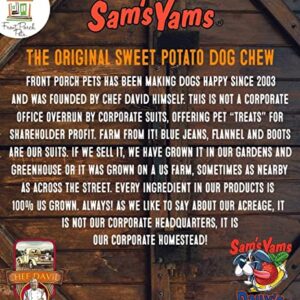 Sams Yams Sweet Potato Dog Treats, Healthy Dog Treats for Large Dogs - Sweet Potato Dog Treats Made in USA, High Fiber, Vegan Dental Chews - Big Boyz, Sweet Potato Dog Chewz, 15oz (Single Pack)