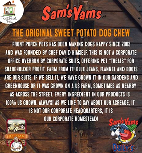 Sams Yams Sweet Potato Dog Treats, Healthy Dog Treats for Large Dogs - Sweet Potato Dog Treats Made in USA, High Fiber, Vegan Dental Chews - Big Boyz, Sweet Potato Dog Chewz, 15oz (Single Pack)