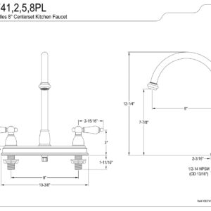 Kingston Brass KB3741PL Restoration 8-inch Centerset Kitchen Faucet without Sprayer, Polished Chrome, 12.25 x 10.38 x 2.38