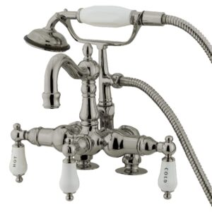 elements of design dt10138cl hot springs deck mount clawfoot tub filler with hand shower, satin nickel