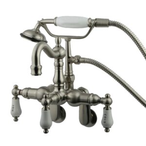 elements of design dt13018cl hot springs wall mount clawfoot tub filler with hand shower, satin nickel