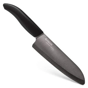 kyocera advanced ceramic revolution series 6-inch, chef's santoku knife, black blade