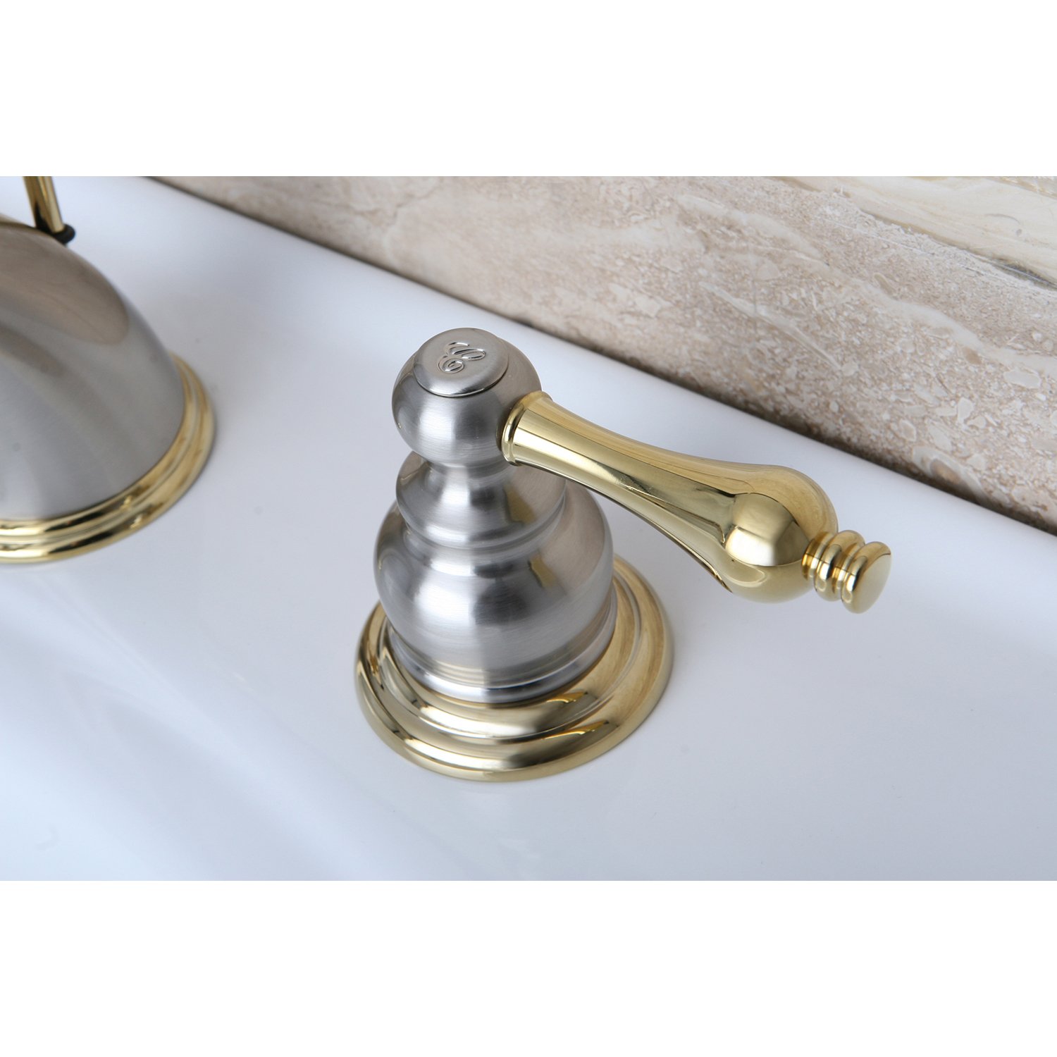 Elements of Design Victorian EB979AL Widespread Lavatory Faucet with Retail Pop-Up, 8-Inch to 16-Inch, Satin Nickel/Polished Brass