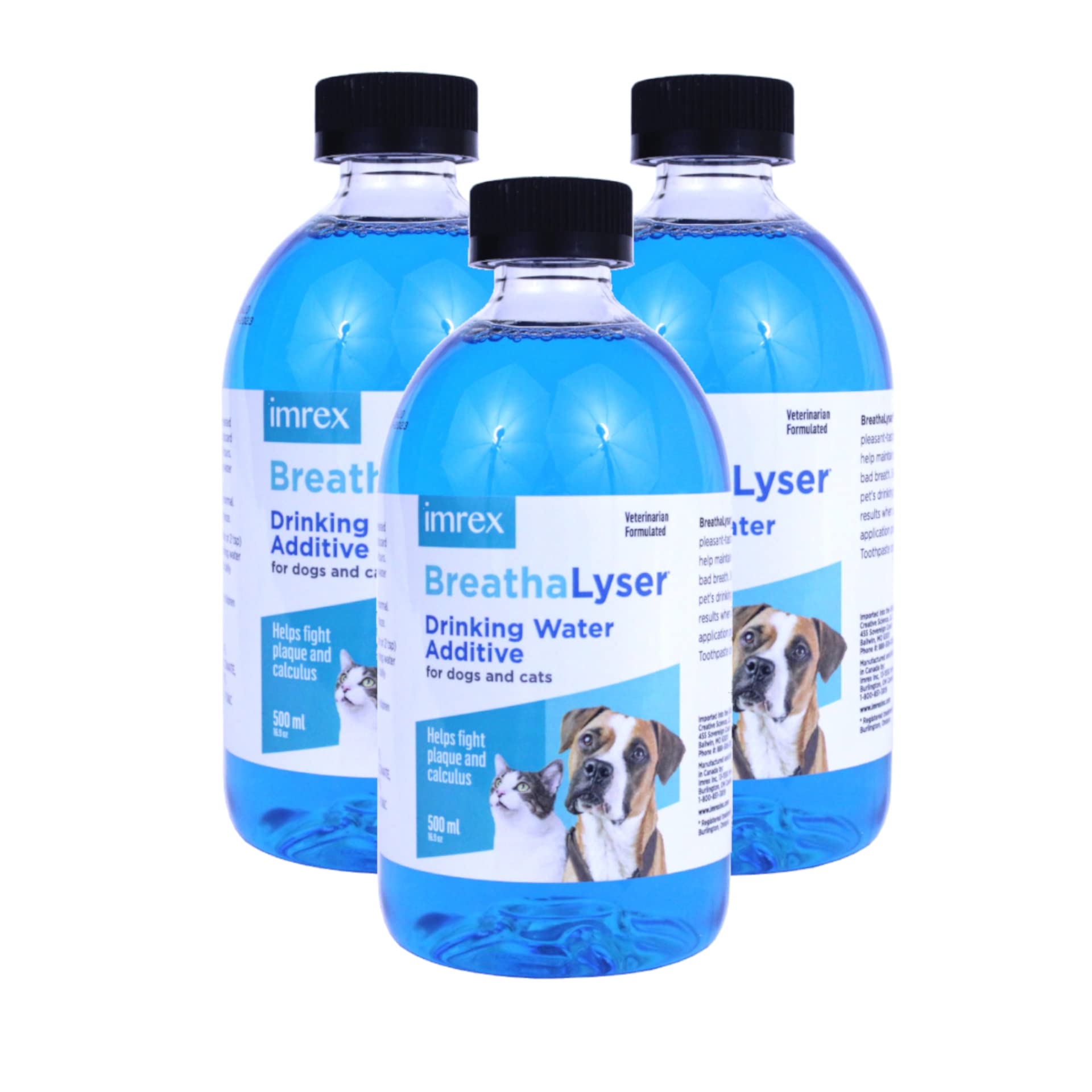 3PACK Breathalyser Water Additive (1500 mL) | Pet Breath Freshener and Dental Care Water Additive for Dogs and Cats