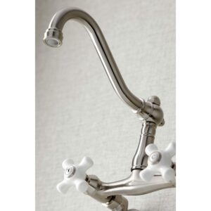 Kingston Brass KS3228PX Vintage Wall Mount Kitchen Faucet, Brushed Nickel, 8.5 x 8 x 6