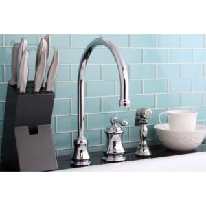 Kingston Brass KS3811ALBS Restoration Widespread Kitchen Faucet, 9-Inch, Polished Chrome