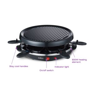 Party Grill & Raclette by Salton | 6-Person Smokeless Indoor Grill | Non-Stick Grill Plate