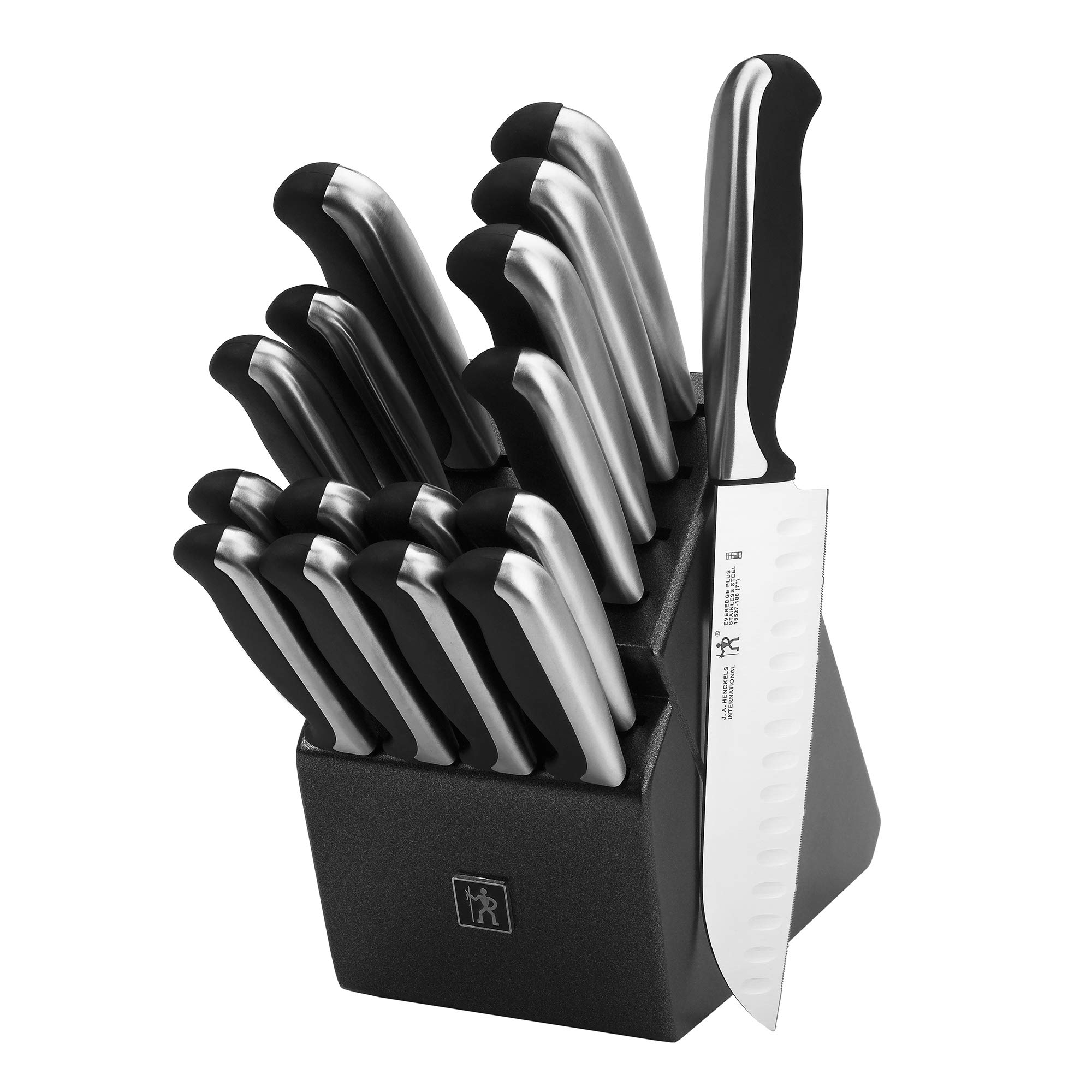 HENCKELS Everedge Plus Knife Block Set, 17 Piece, Black