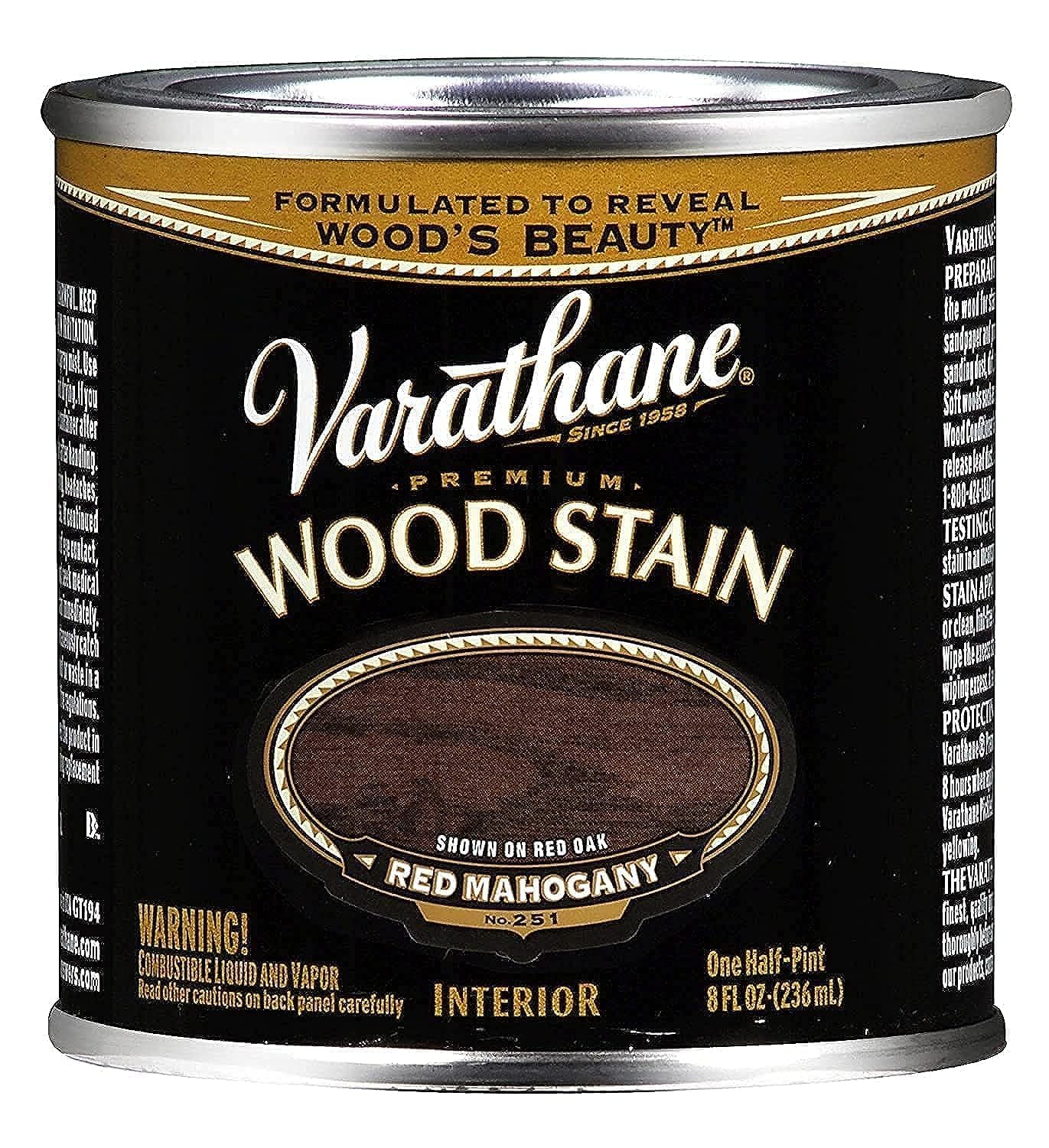 Varathane 211801 Oil-Based Interior Wood Stain, Half Pint, Red Mahogany