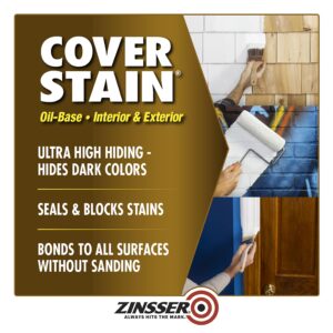 Rust-Oleum Zinsser 03504 Cover Stain Interior/Exterior Oil Primer Sealer, 1-Quart, White