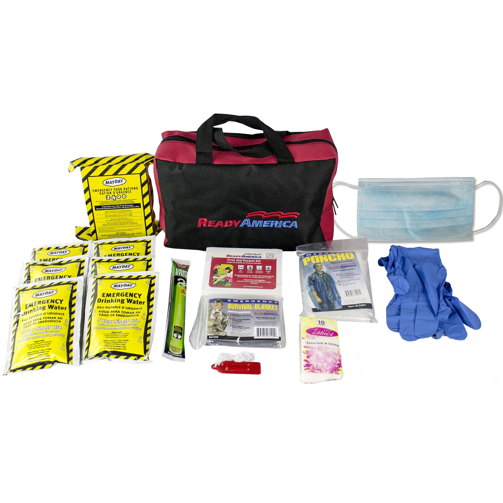 Ready America 72 Hour Emergency Kit, 1-Person, 3-Day Tote, Includes First Aid Kit, Survival Blanket, Emergency Food, Portable Disaster Preparedness Go-Bag for Earthquake, Fire, Flood