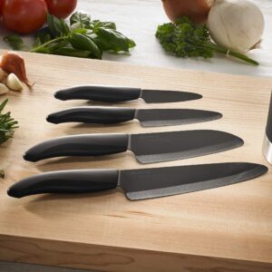 Kyocera Advanced Ceramic Revolution Series 6-inch, Chef's Santoku Knife, Black Blade