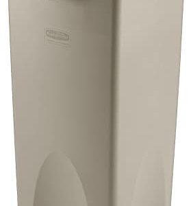 Rubbermaid Commercial Square Waste Container, 30.9" x 15.5" x 16.5", Beige