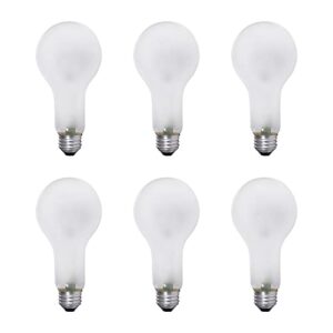 SYLVANIA Incandescent PS30 Utility Light Bulb, 300W, 5760 Lumens, 2850K, Frosted, Medium Base, 130 Volt, Commercial Value Pack - 6 Pack (15738)