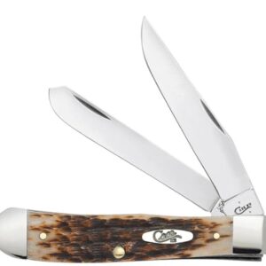 Case XX WR Pocket Knife Amber Jigged Bone Trapper Item #164 - (6254 SS) - Length Closed: 4 1/8 Inches