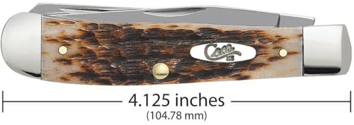 Case XX WR Pocket Knife Amber Jigged Bone Trapper Item #164 - (6254 SS) - Length Closed: 4 1/8 Inches