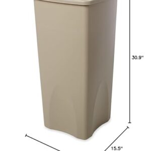 Rubbermaid Commercial Square Waste Container, 30.9" x 15.5" x 16.5", Beige