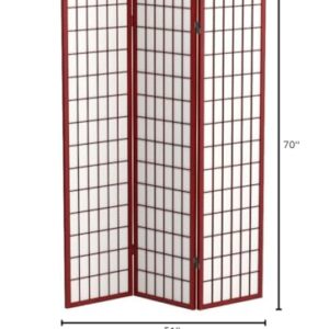 Red Lantern 6 ft. Tall Window Pane Shoji Screen-Rosewood-3 Panels Room Divider