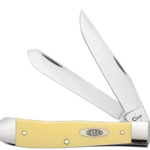 Case XX WR Pocket Knife Yellow Synthetic Trapper High Carbon Steel Blades Item #161 - (3254 CS) - Length Closed: 4 1/8 Inches