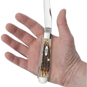 Case XX WR Pocket Knife Amber Jigged Bone Trapper Item #164 - (6254 SS) - Length Closed: 4 1/8 Inches