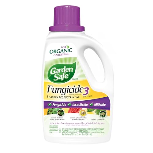 Garden Safe Brand Fungicide Concentrate, 20 Ounces, With Neem Oil Extract To Control Black Spot, Rust, Powdery Mildew, Aphids, Spider Mites, Whiteflies ,Houseplants, Fruits And Vegetables