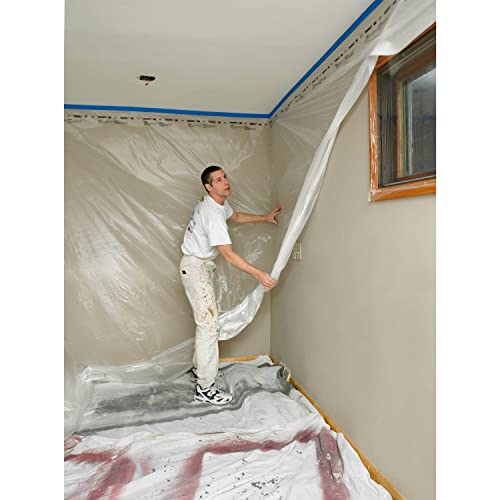 3M Hand-Masker Contractor's Plastic Film, 48" in x 180' Feet, Unfolds to Full Width, Contains Job Site Dust & Overspray, For Painting, Drywall Texturing, Wall Finishing & Floor Standing, 1 Roll (CP4)