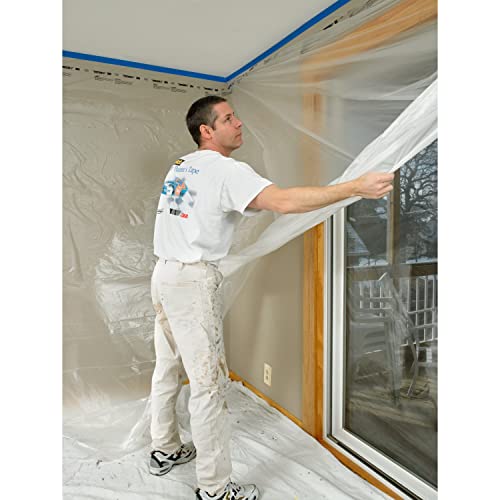 3M Hand-Masker Contractor's Plastic Film, 48" in x 180' Feet, Unfolds to Full Width, Contains Job Site Dust & Overspray, For Painting, Drywall Texturing, Wall Finishing & Floor Standing, 1 Roll (CP4)