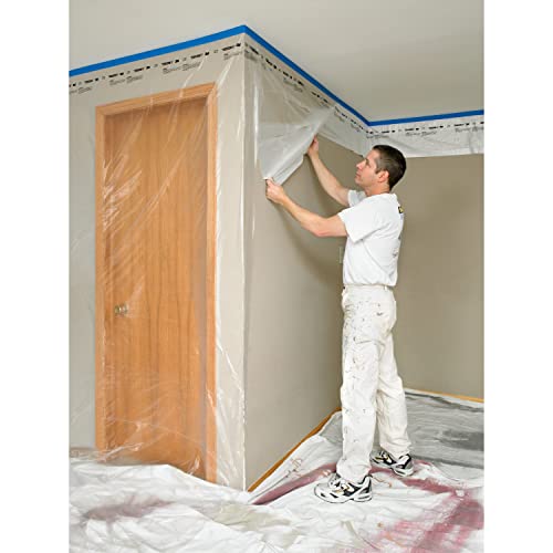 3M Hand-Masker Contractor's Plastic Film, 48" in x 180' Feet, Unfolds to Full Width, Contains Job Site Dust & Overspray, For Painting, Drywall Texturing, Wall Finishing & Floor Standing, 1 Roll (CP4)