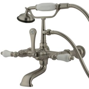 elements of design dt5418pl hot springs wall mount clawfoot tub filler with hand shower, satin nickel