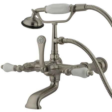 Elements of Design DT5418PL Hot Springs Wall Mount Clawfoot Tub Filler with Hand Shower, Satin Nickel