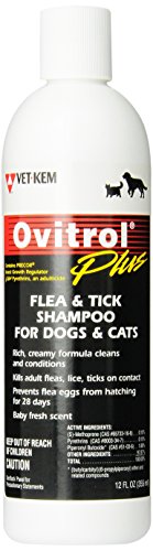 Ovitrol Vet-Kem Plus Flea and Tick Shampoo for Pets, 12-Ounce