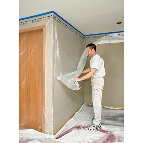 3M Hand-Masker Contractor's Plastic Film, 48" in x 180' Feet, Unfolds to Full Width, Contains Job Site Dust & Overspray, For Painting, Drywall Texturing, Wall Finishing & Floor Standing, 1 Roll (CP4)