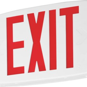 Lithonia Lighting LQM S W 3 R 120/277 EL N M6 Quantum Thermoplastic LED Emergency Exit Sign with Stencil-Faced White Housing and Red Letters with Nickel Cadium battery