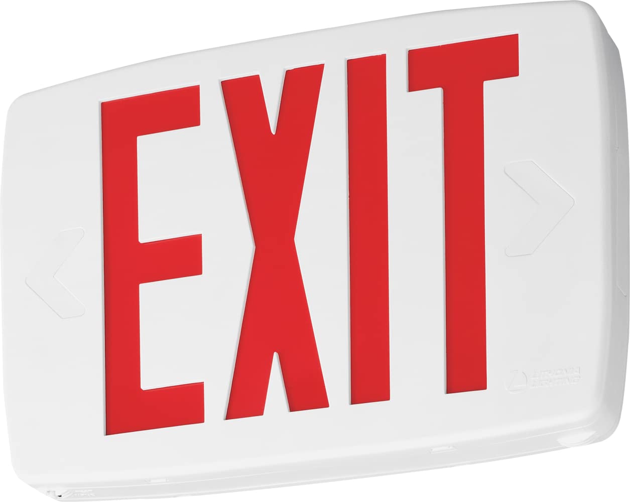 Lithonia Lighting LQM S W 3 R 120/277 EL N M6 Quantum Thermoplastic LED Emergency Exit Sign with Stencil-Faced White Housing and Red Letters with Nickel Cadium battery