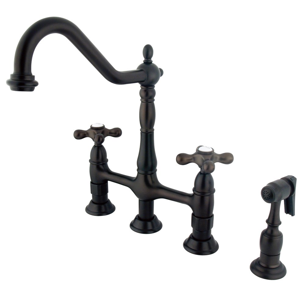 Kingston Brass Elements of Design ES1275AXBS New Orleans 8' Center Kitchen Faucet with Side Sprayer, 8- 3/4', Oil Rubbed Bronze