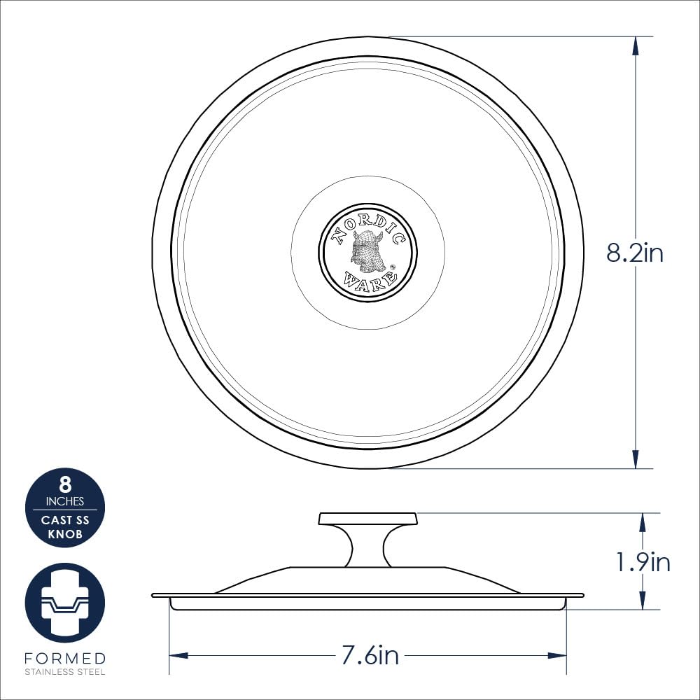 Nordic Ware Restaurant 8 inch Brushed Stainless-Steel Lid