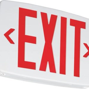 Lithonia Lighting LQM S W 3 R 120/277 EL N M6 Quantum Thermoplastic LED Emergency Exit Sign with Stencil-Faced White Housing and Red Letters with Nickel Cadium battery